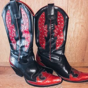 BCBGirls Black🖤 & Red❤️ Leather Cowboy Boots👢